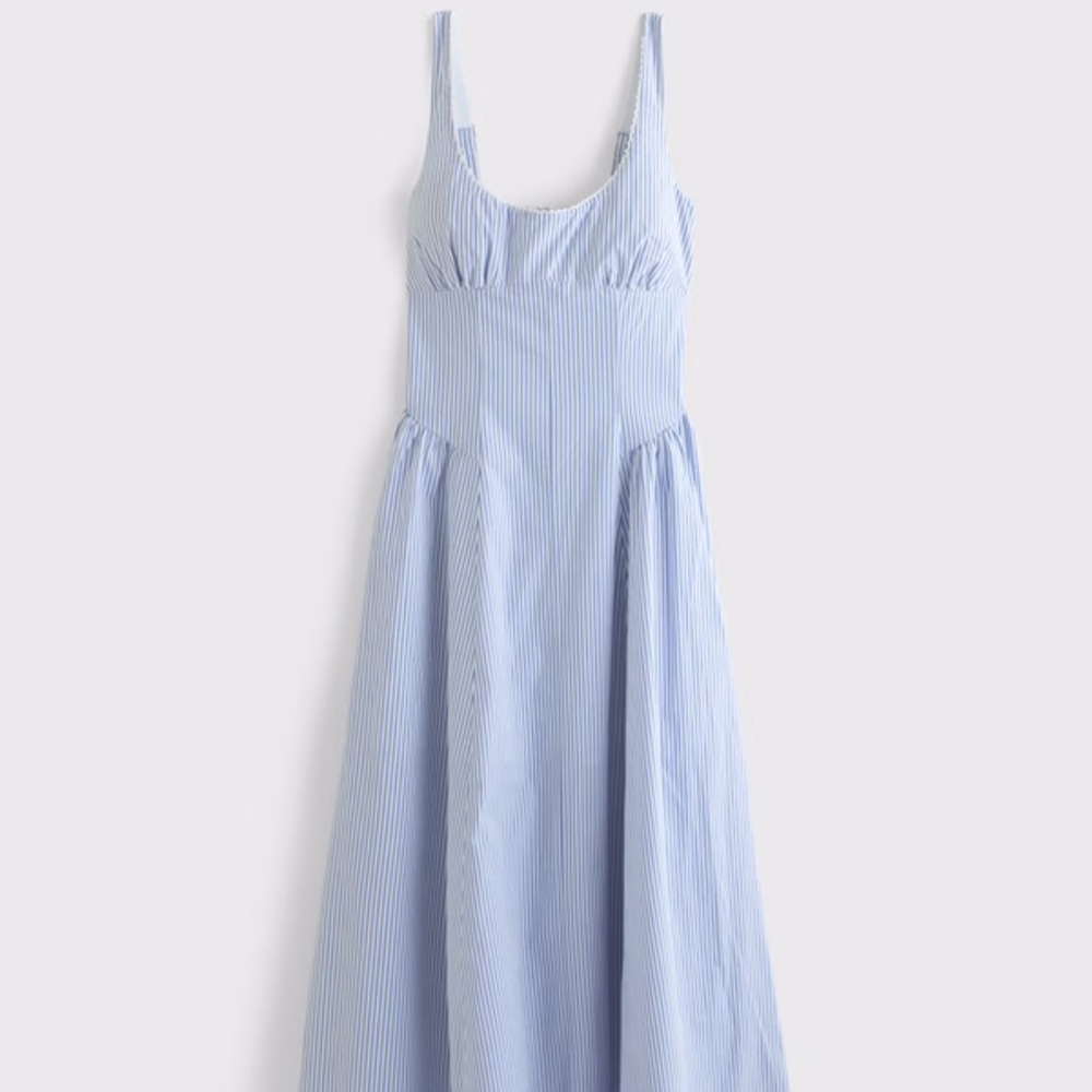 Abercrombie & Fitch Light Blue Striped Midi Dylan Dress